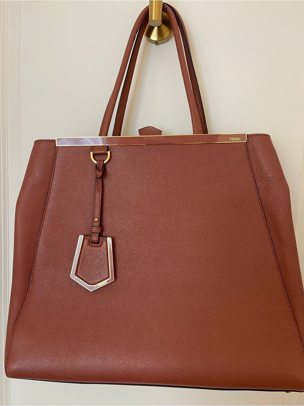 Fendi Coral Leather Tote Bag